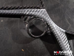 Alfa Romeo Giulia Steering Wheel Trim - Carbon Fiber - Main Center Trim Piece - White Candy/ Black Carbon - Pre '20 Models